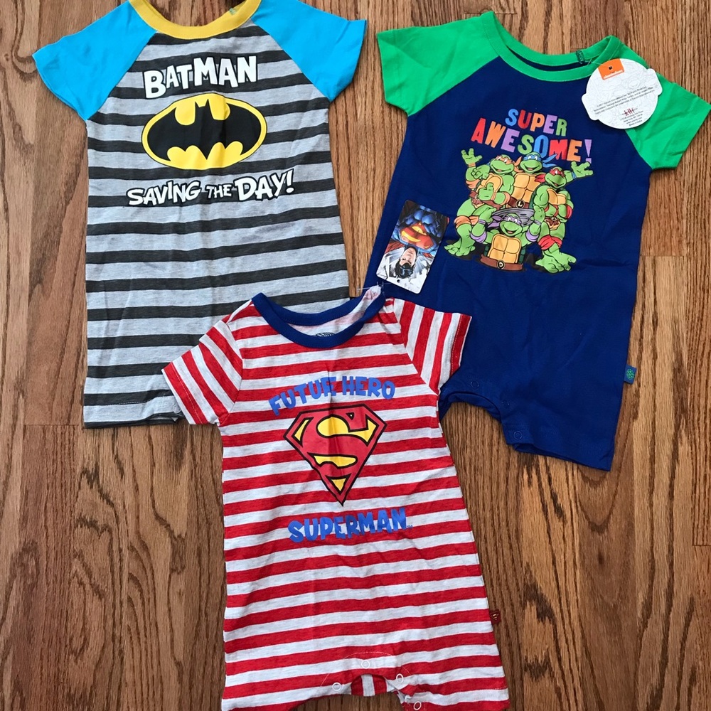 NWT Superhero Baby Romper Set